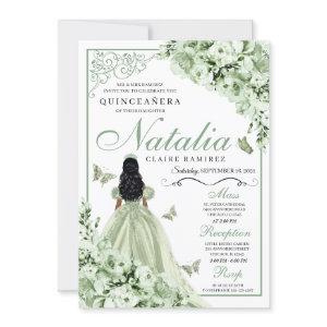 Green Roses Princess Dress Tiara Quinceanera