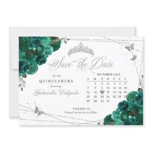 Green Roses & Silver Quinceañera Save The Date