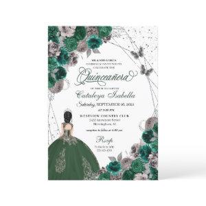 Green Silver Butterfly Princess Quinceanera