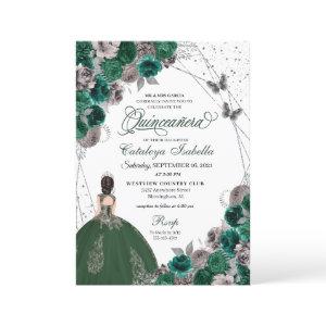 Green Silver Butterfly Princess Quinceanera
