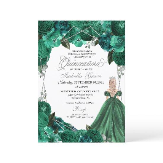 Green & Silver Princess Dress Tiara Quinceanera