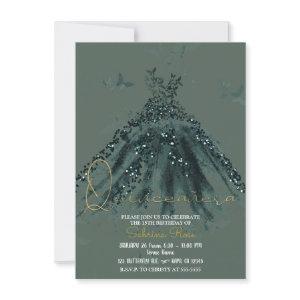Green Sparkle Butterfly Dance Dress Quinceañera