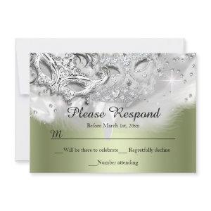Green Sparkle Masquerade RSVP Reply