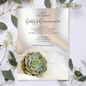 Green Succulent on White Quinceanera Party