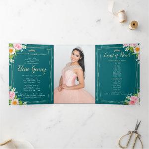 Green Trifold Floral Quinceanera