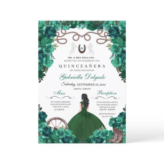 Green Western Charra Girl Ranchero Quinceanera