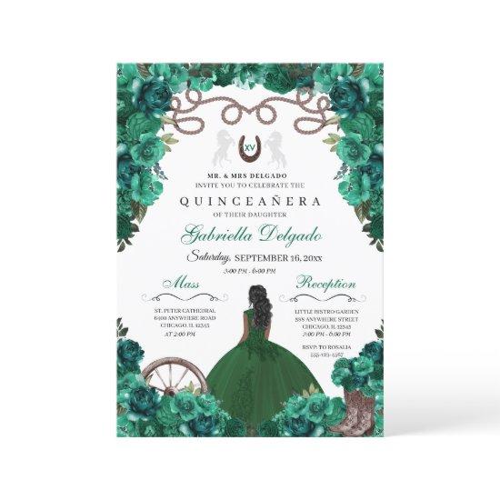 Green Western Charra Girl Ranchero Quinceanera