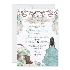 Green White Cacti Western Boots Charra Quinceañera