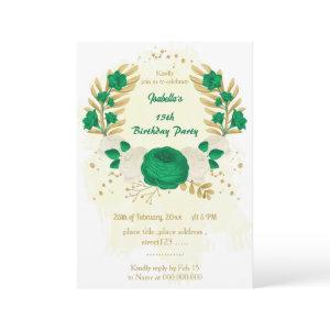 green & white flowers gold birthday party