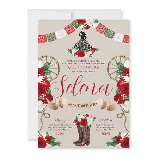 Green White Red Charro Quinceanera Papel Picado
