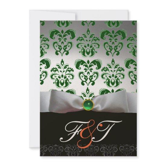 GREEN WHITE RIBBON & BLACK DAMASK MONOGRAM Orange