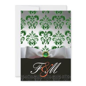 GREEN WHITE RIBBON & BLACK DAMASK MONOGRAM Orange