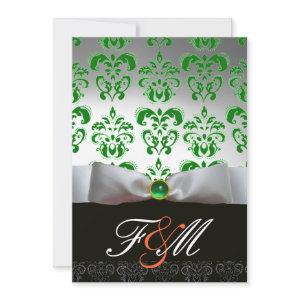 GREEN WHITE RIBBON & BLACK DAMASK MONOGRAM Orange