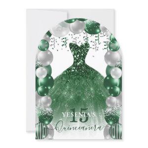 Green White Sparkle Dress Quinceañera Balloon