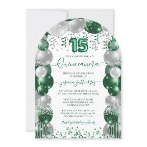 Green White Sparkle Quinceañera Balloon