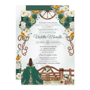 Green Yellow White Gold Western Charro Quinceanera