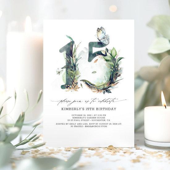 Greenery and Gold 15th Birthday