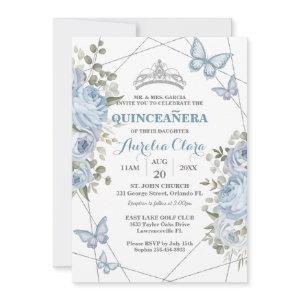Greenery Blue Floral Butterflies 16th Quinceañera