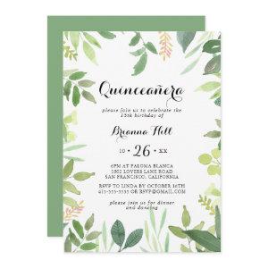 Greenery Botanical Foliage Calligraphy Quinceañera