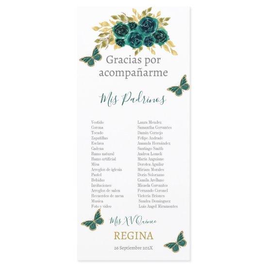Greenery Floral Quinceañera Program