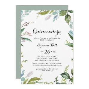 Greenery Tropical Modern Calligraphy Quinceañera