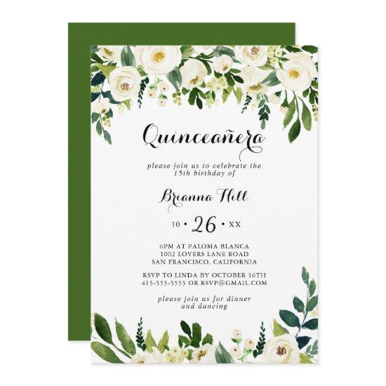 Greenery White Autumn Floral Quinceañera