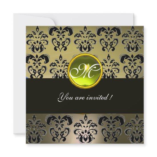 GREY BLACK DAMASK MONOGRAM,  topaz