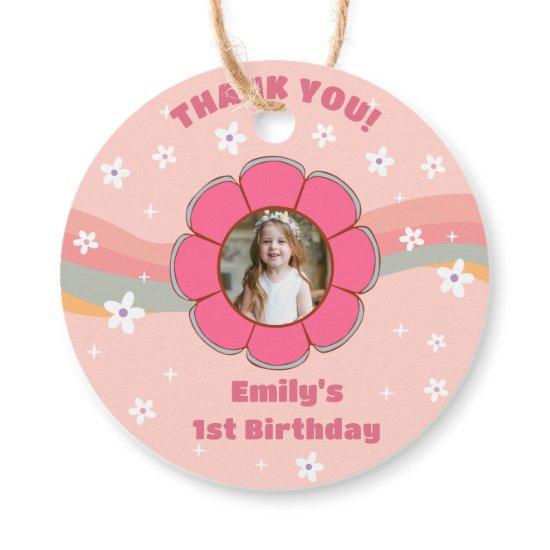 Groovy Thank You Boho Floral Rainbow Favor Tags