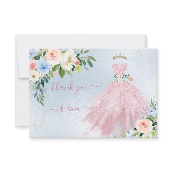 H2 Pink Blue Sparkling Quinceanera Dress Thank You