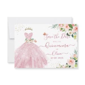 H2 Pink Sparkling Quinceanera Dress Save Date
