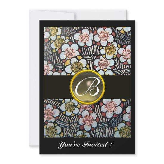 HAIKU /SPRING FLOWERS GREY AGATE GEM MONOGRAM