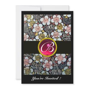 HAIKU/SPRING FLOWERS, PINK FUCHSIA RUBY MONOGRAM
