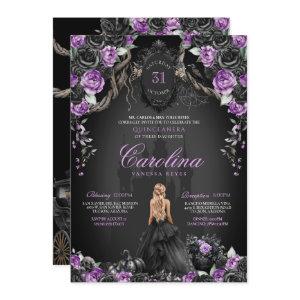Halloween Black Roses Purple Princess Quinceañera