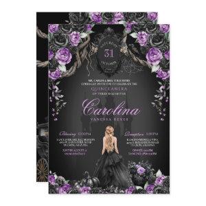 Halloween Black Roses Purple Princess Quinceanera