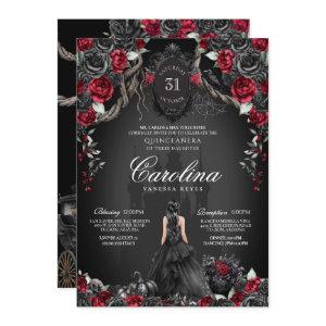 Halloween Gothic Princess Red & Black Quinceanera