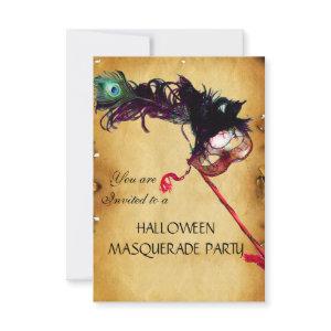 HALLOWEEN MASQUERADE PARTY, parchment rsvp