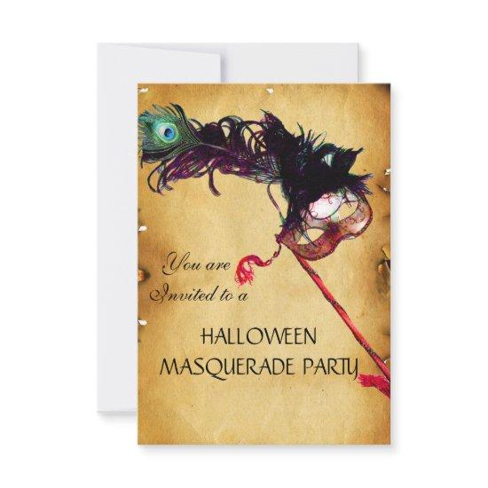 HALLOWEEN MASQUERADE PARTY, parchment rsvp