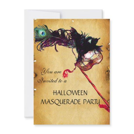 HALLOWEEN MASQUERADE PARTY, parchment rsvp