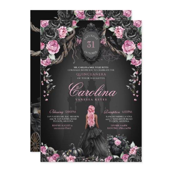 Halloween Quinceañera Black & Pink Gothic Princess