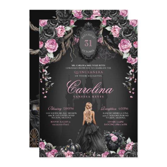 Halloween Quinceañera Black & Pink Gothic Princess