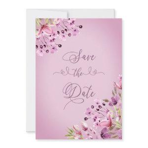 Handlettered Purple Floral Watercolor Save The Date