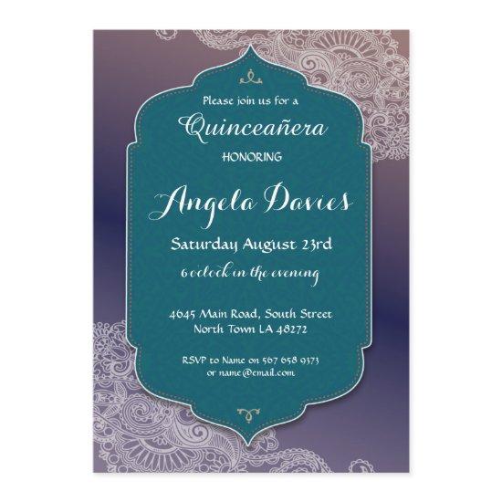 Henna Jewel Quinceanera Birthday Party Invite 15th