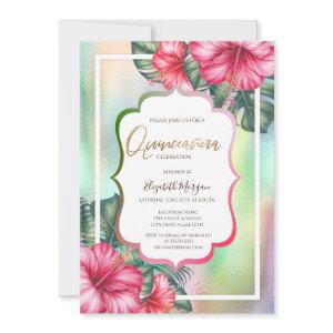 Hibiscus Frame Holographic Quinceanera