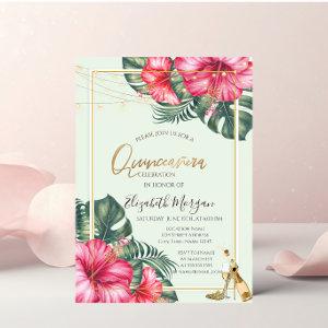 Hibiscus,Gold Heels Glitter Quinceanera