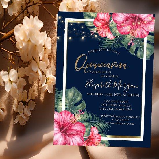 Hibiscus ,Lights, Wood, Frame Quinceanera