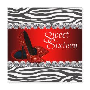 High Heel Shoe Red Zebra Sweet 16 Party