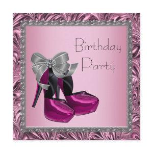High Heel Shoes Hot Pink Black Birthday Party