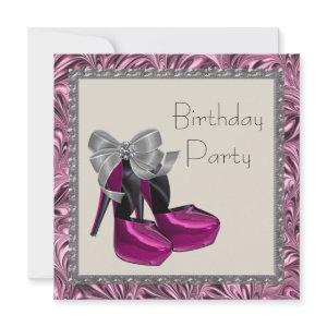 High Heel Shoes Hot Pink Black Birthday Party