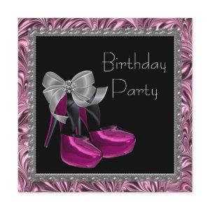 High Heel Shoes Hot Pink Black Birthday Party