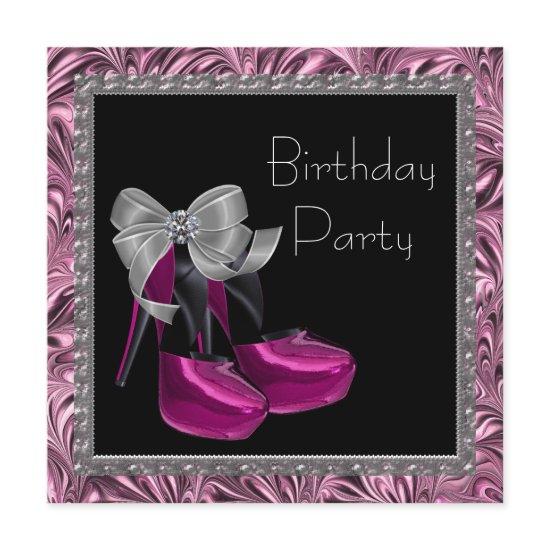 High Heel Shoes Hot Pink Black Birthday Party